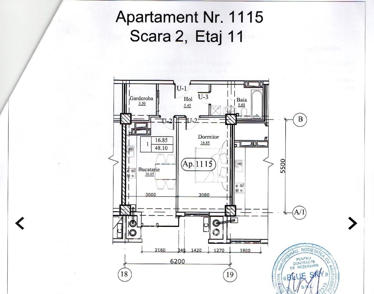 Vânzare apartament cu 1 cameră, suprafață 48,1 m², în bloc nou — Chișinău, Botanica 2
