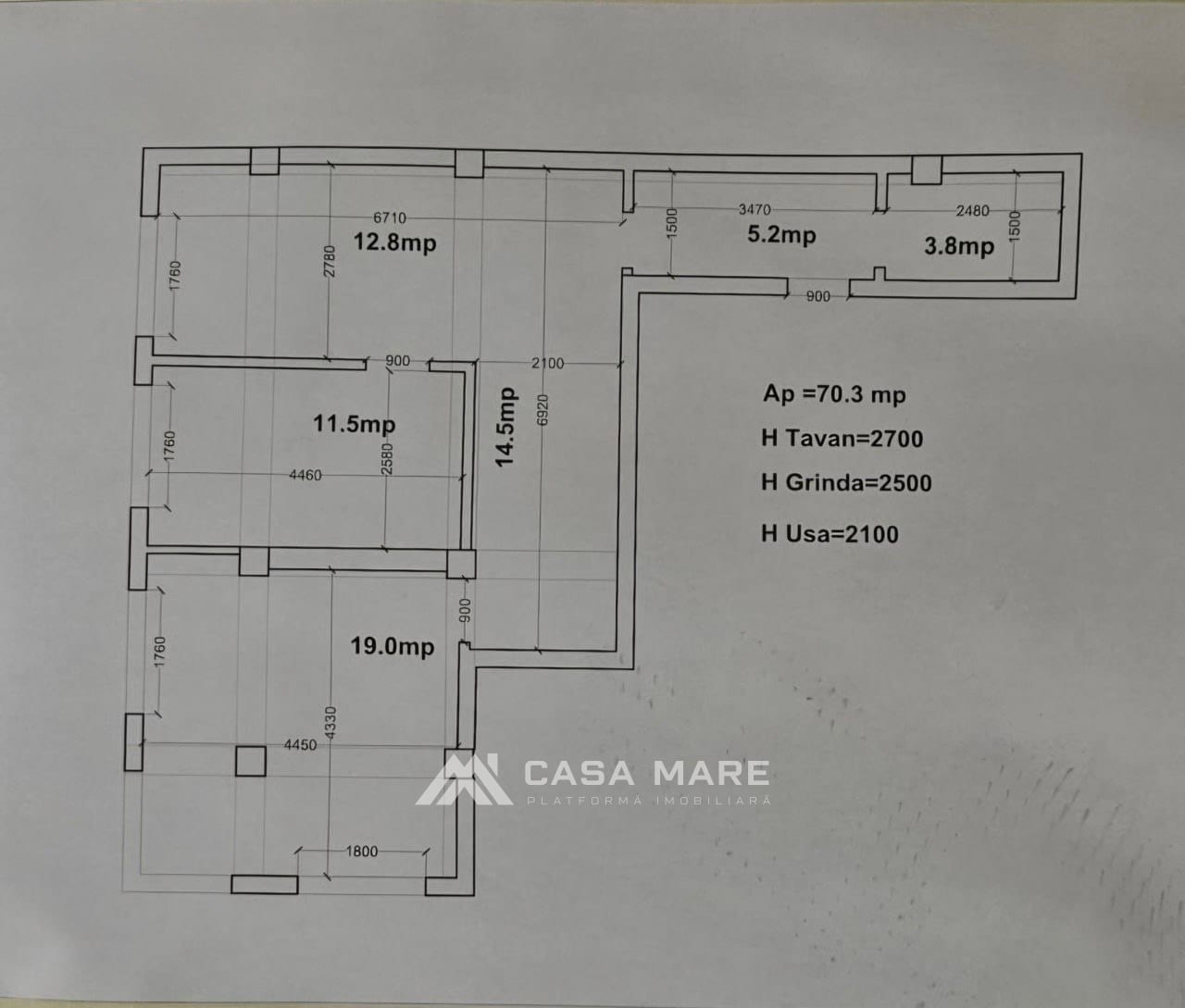 Apartament cu 2 camere, 70 m², Râșcani, Chișinău 2