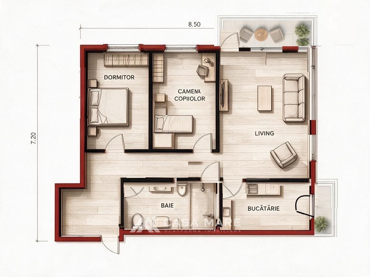 3-комнатная квартира, 110 м², Центр, Кишинёв 2