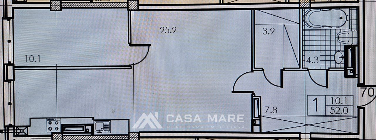Apartament cu 2 camere, 52 m², Chișinău 3