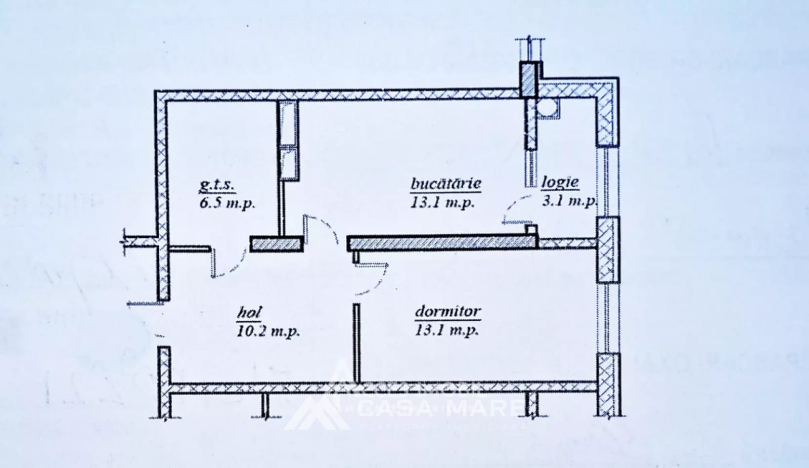 1-комнатная квартира, 46 м², Дурлешты 3