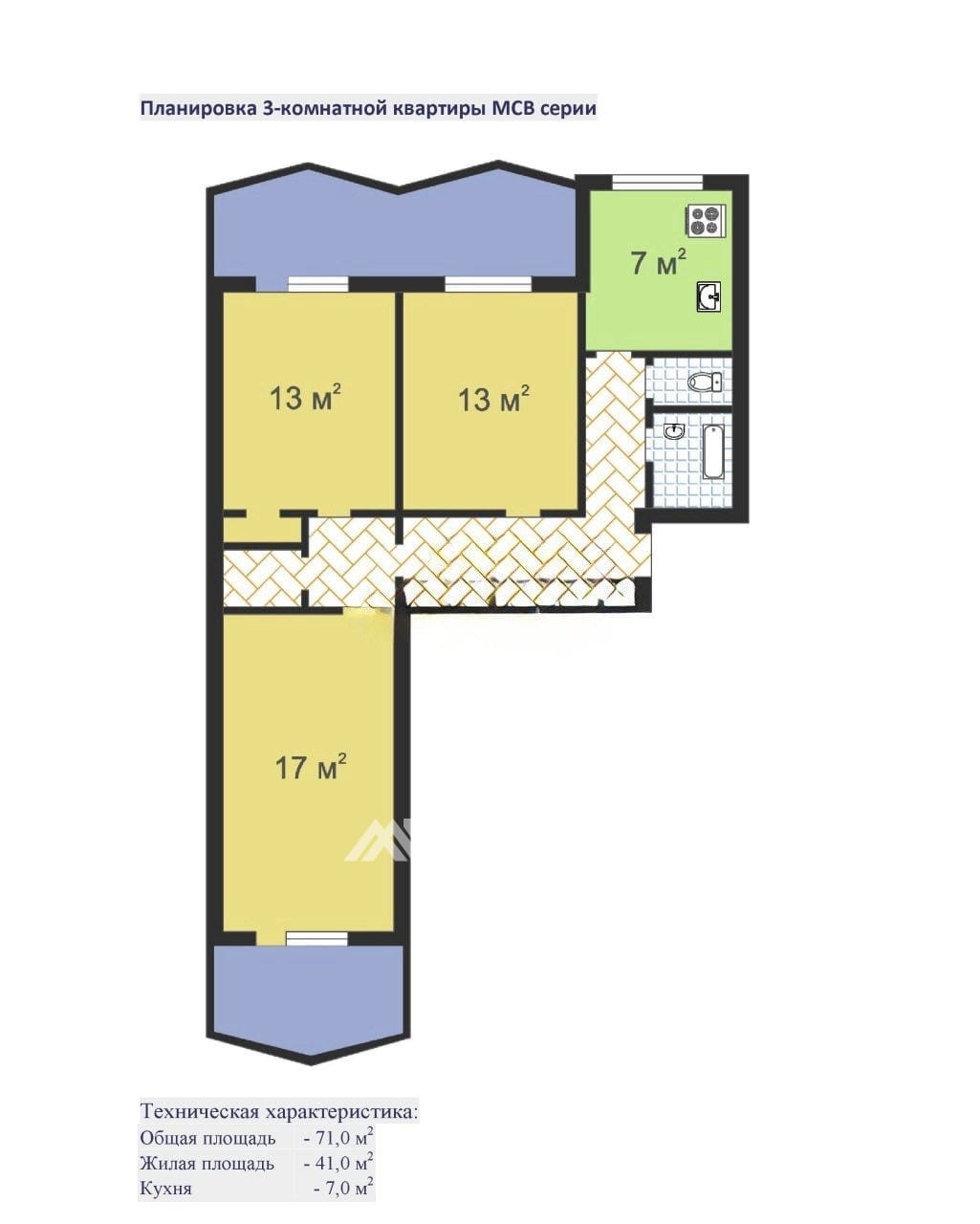 3-комнатная квартира, 65 м², Кишинёв 4