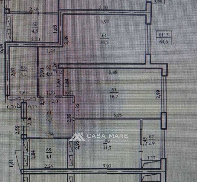 2-комнатная квартира, 65 м², Рышкановка, Кишинёв 2