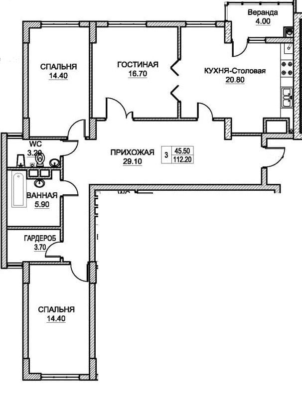 Apartament cu 3 camere, 112 m², Buiucani, Chișinău 2