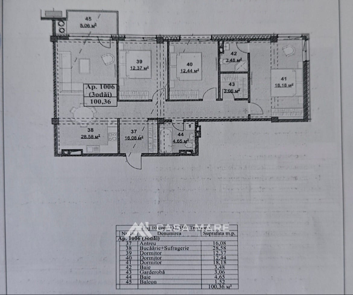3-комнатная квартира, 100 м², Кишинёв 6