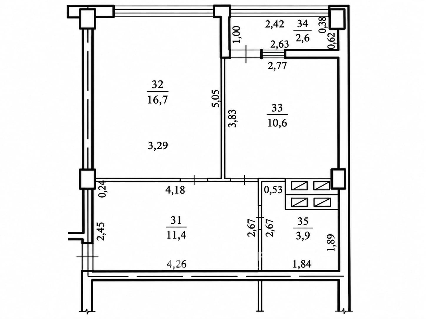 2-комнатная квартира, 45 м², Кишинёв 9
