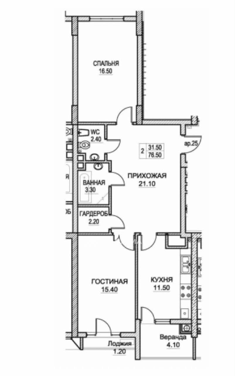 2-комнатная квартира, 78 м², Ботаника, Кишинёв 2