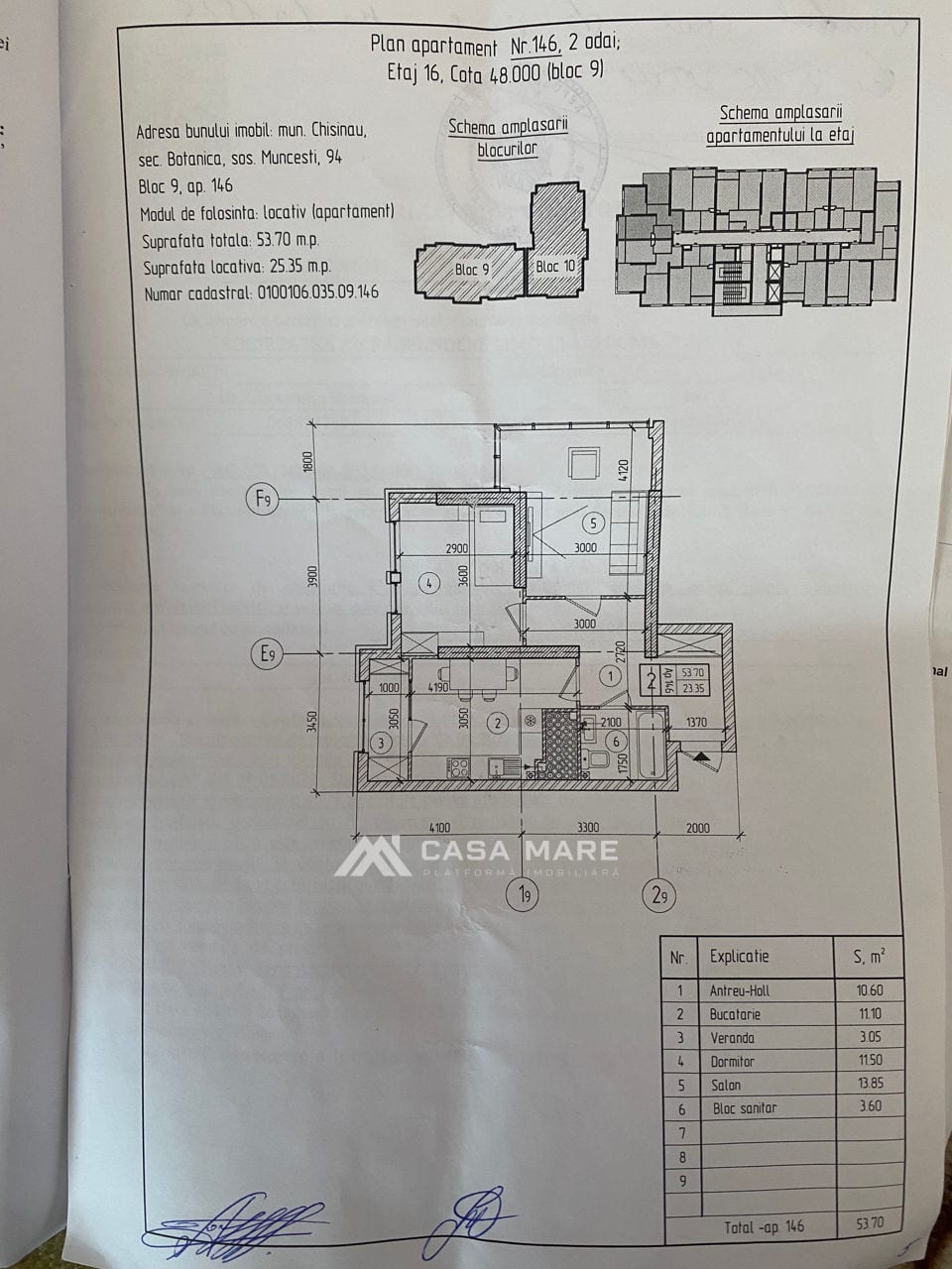 2-комнатная квартира, 54 м², Ботаника, Кишинёв 2