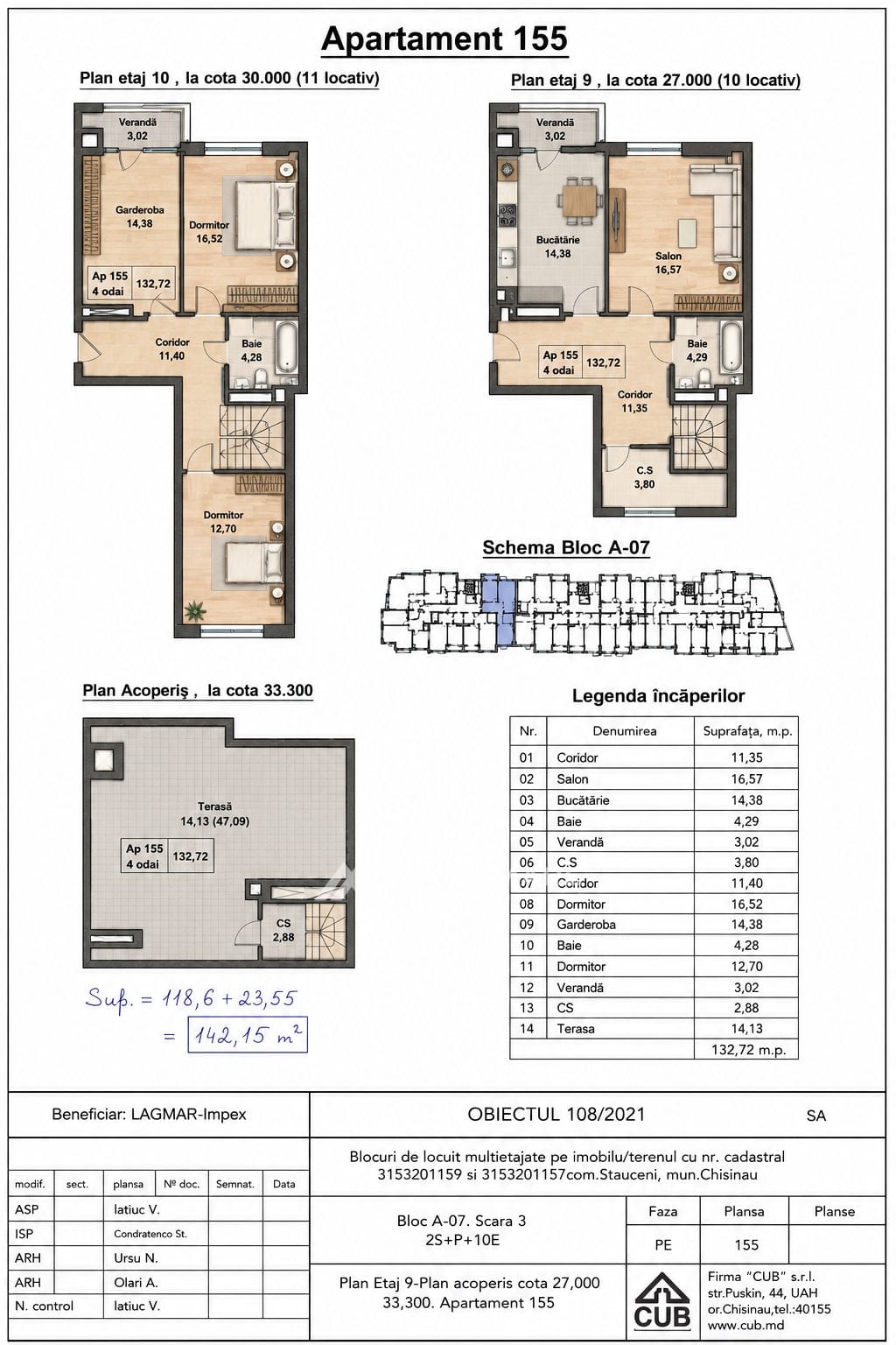 Apartament cu 5 camere, 167 m², Stăuceni 2