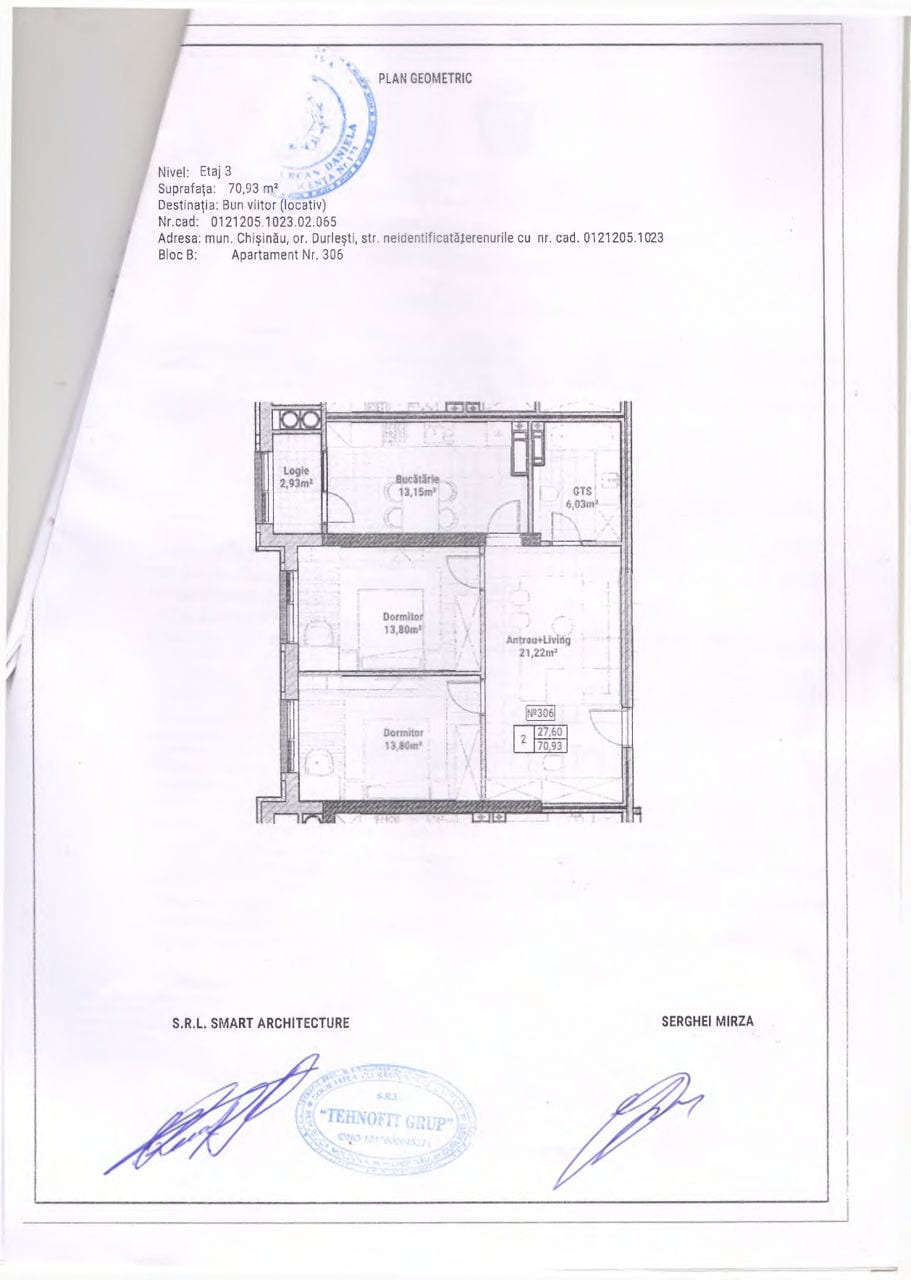 3-комнатная квартира, 71 м², Дурлешты 2