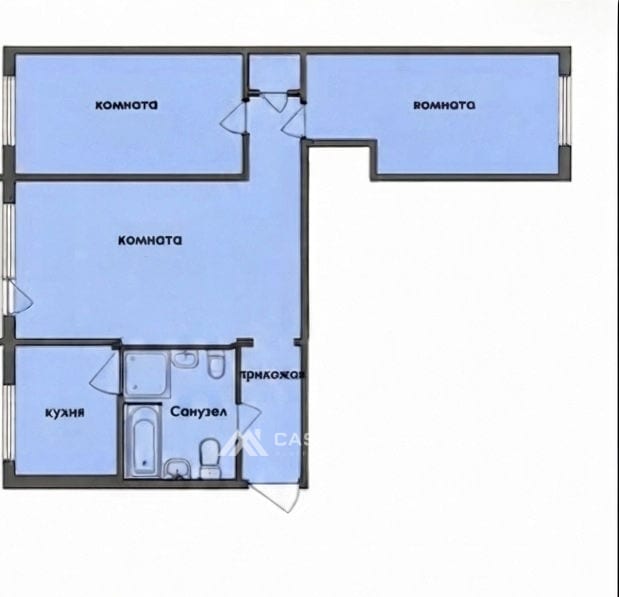 3-комнатная квартира, 51 м², Рышкановка, Кишинёв 10