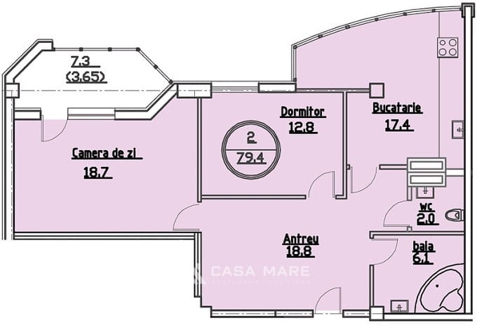 Apartament cu 3 camere, 81 m², Centru, Chișinău 2