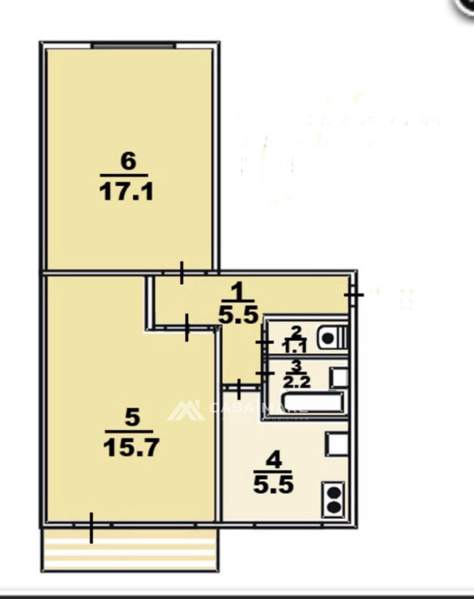 2-комнатная квартира, 50 м², Сорока 2