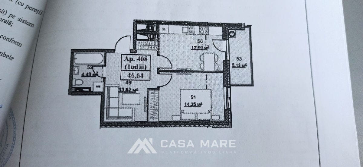 Apartament cu 1 cameră, 47 m², Durlești 2