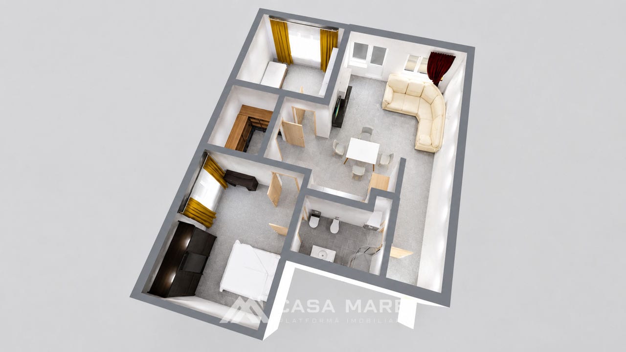 3-комнатная квартира, 80 м², Центр, Кишинёв 2
