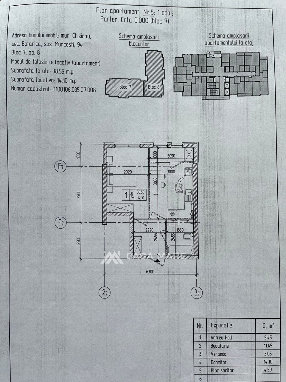 1-комнатная квартира, 39 м², Ботаника, Кишинёв 4