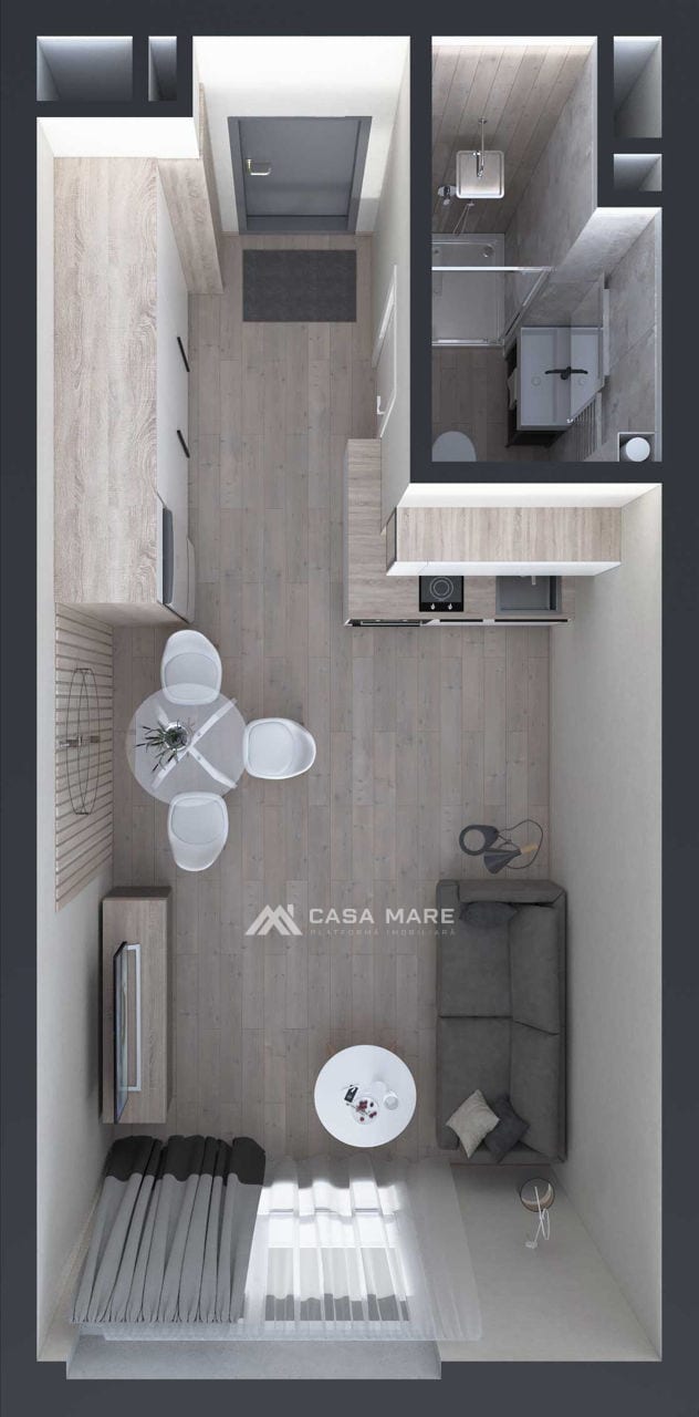 1-комнатная квартира, 24 м², Ботаника, Кишинёв 3