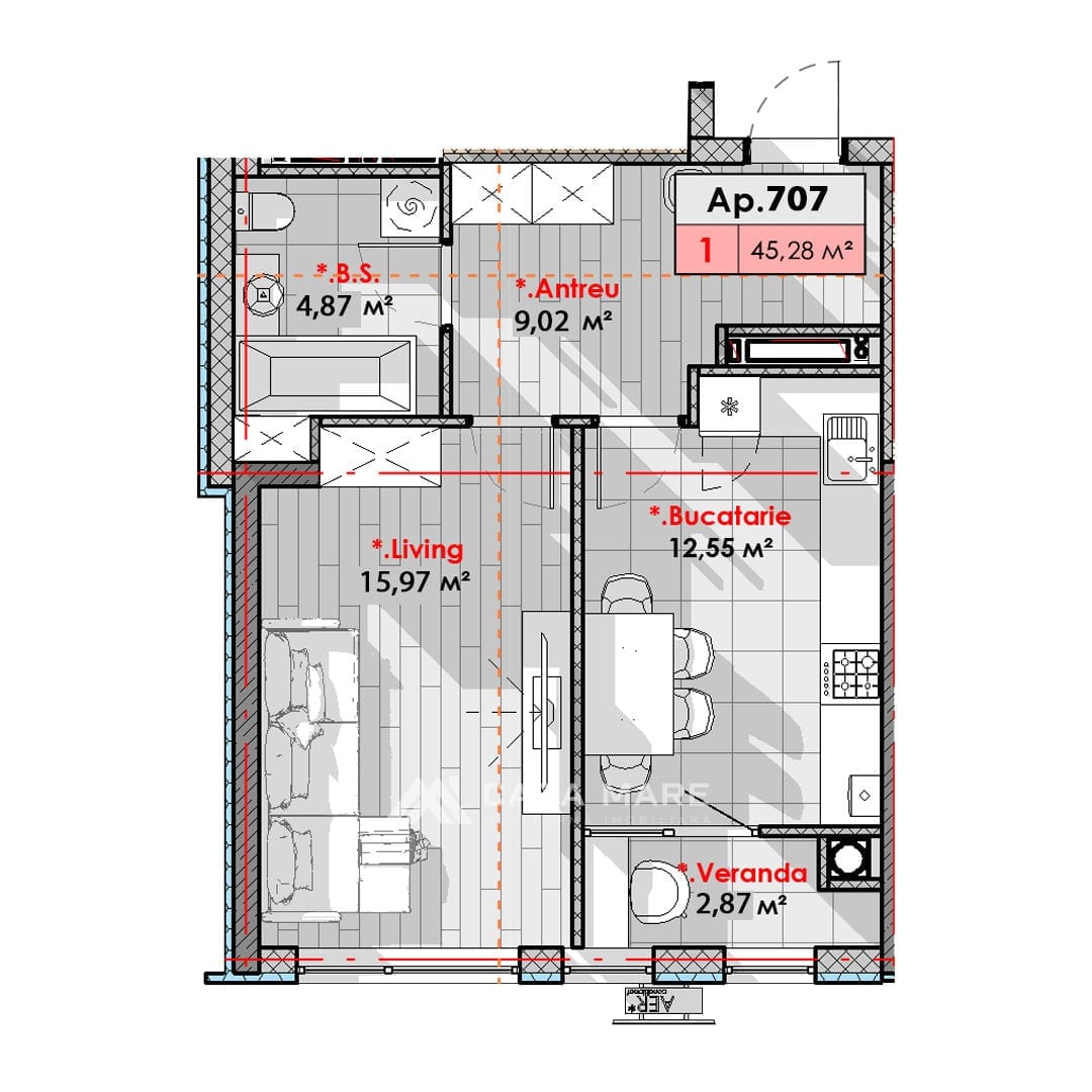 Apartament, 45 m², Telecentru, Chișinău 4