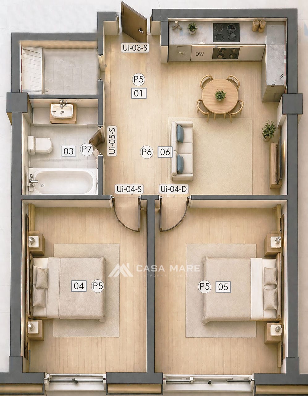 2-комнатная квартира, 46 м², Рышкановка, Кишинёв 2