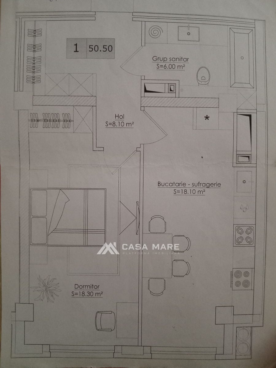 Apartament cu 1 cameră, 50 m², Telecentru, Chișinău 2