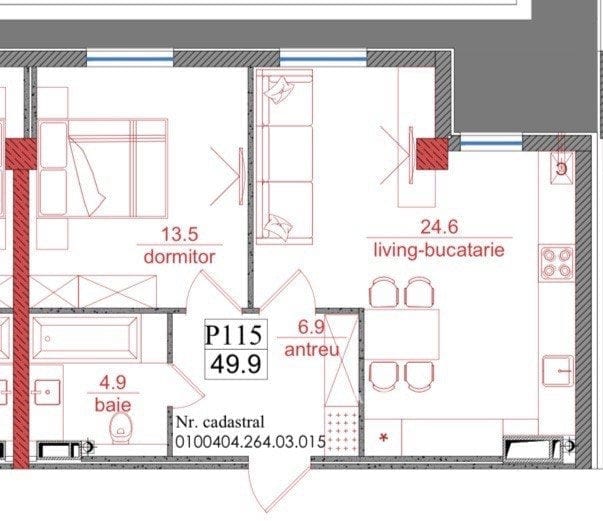 Apartament cu 1 cameră, 50 m², Chișinău 2