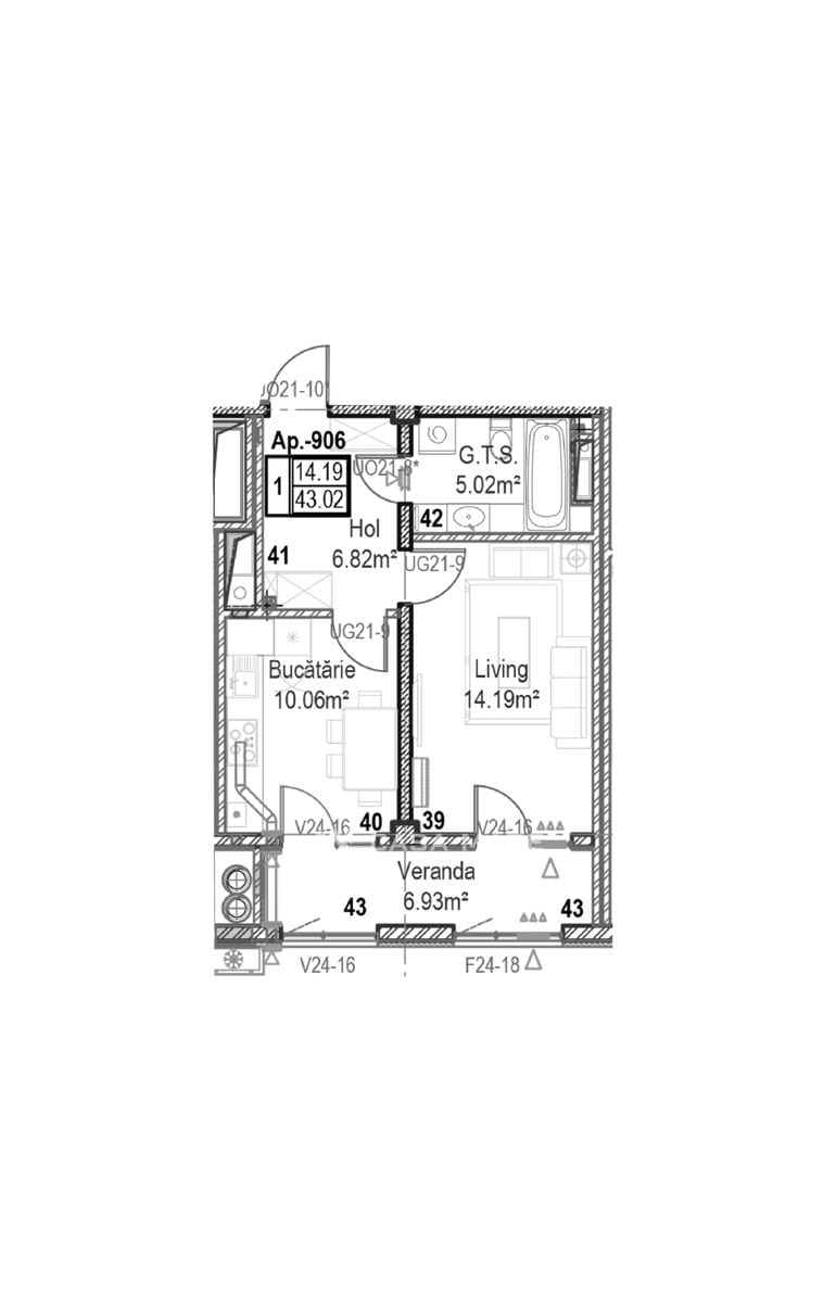 1-комнатная квартира, 47 м², Рышкановка, Кишинёв 2