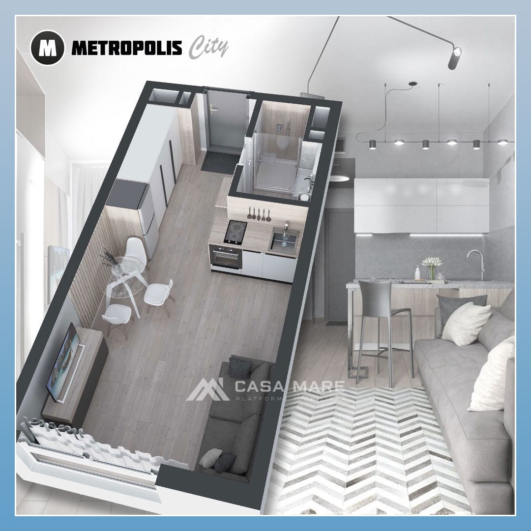 1-комнатная квартира, 24 м², Ботаника, Кишинёв 2