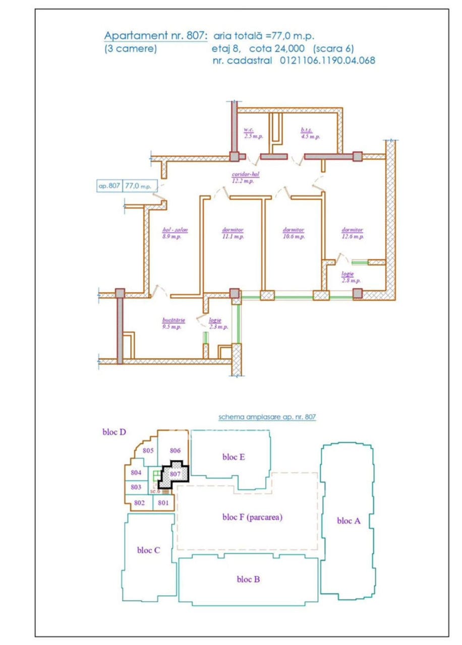Apartament cu 3 camere, 77 m², Durlești 2