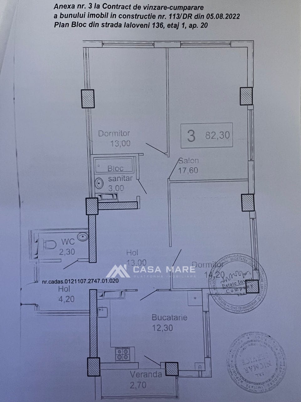 Apartament cu 3 camere, 83 m², Durlești 2
