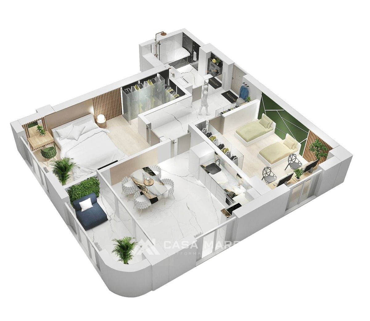 2-комнатная квартира, 62 м², Чеканы, Кишинёв 3