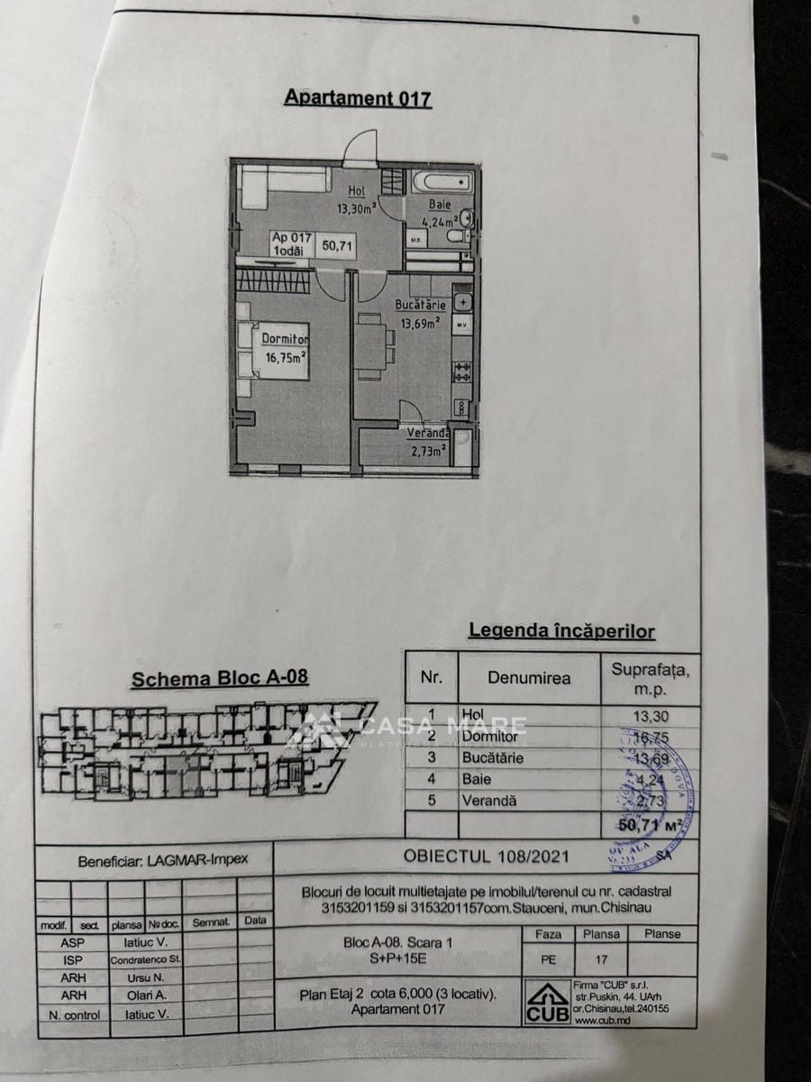 1-комнатная квартира, 51 м², Старая Почта, Кишинёв 2