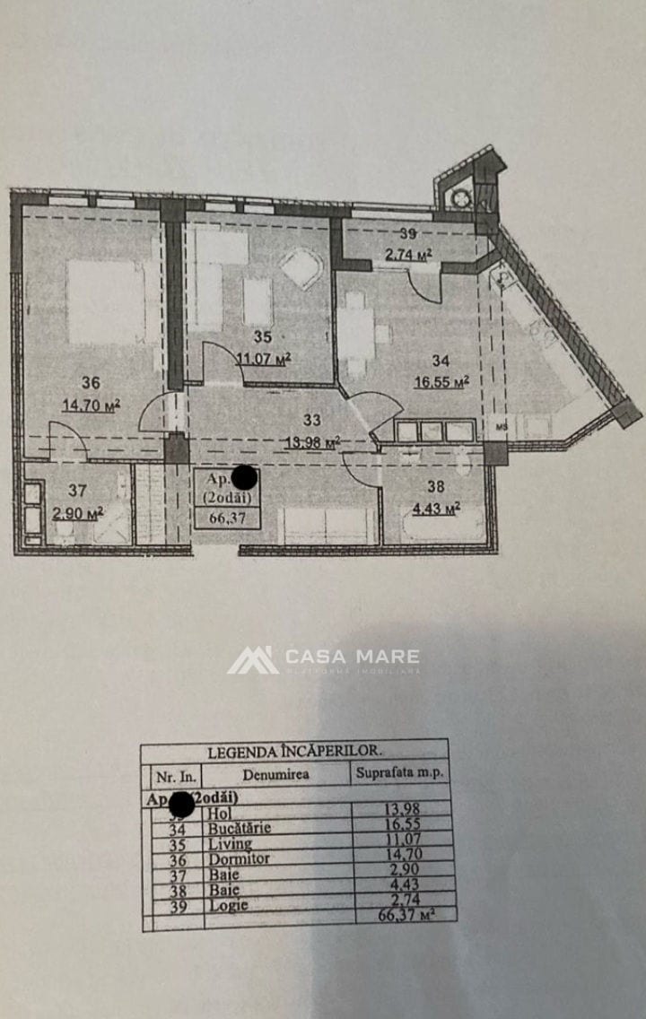 Apartament cu 2 camere, 67 m², Poșta Veche, Chișinău 2