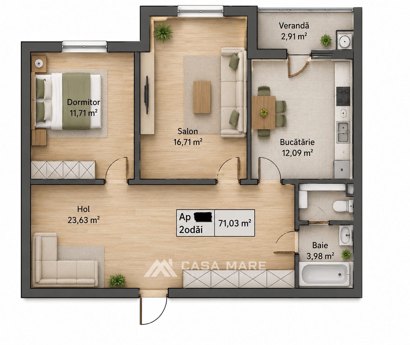 Apartament cu 3 camere, 70 m², Poșta Veche, Chișinău 2