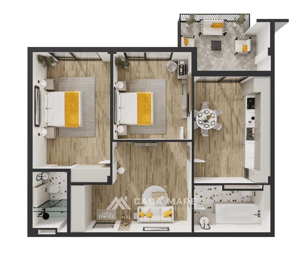 2-комнатная квартира, 70 м², Ботаника, Кишинёв 2