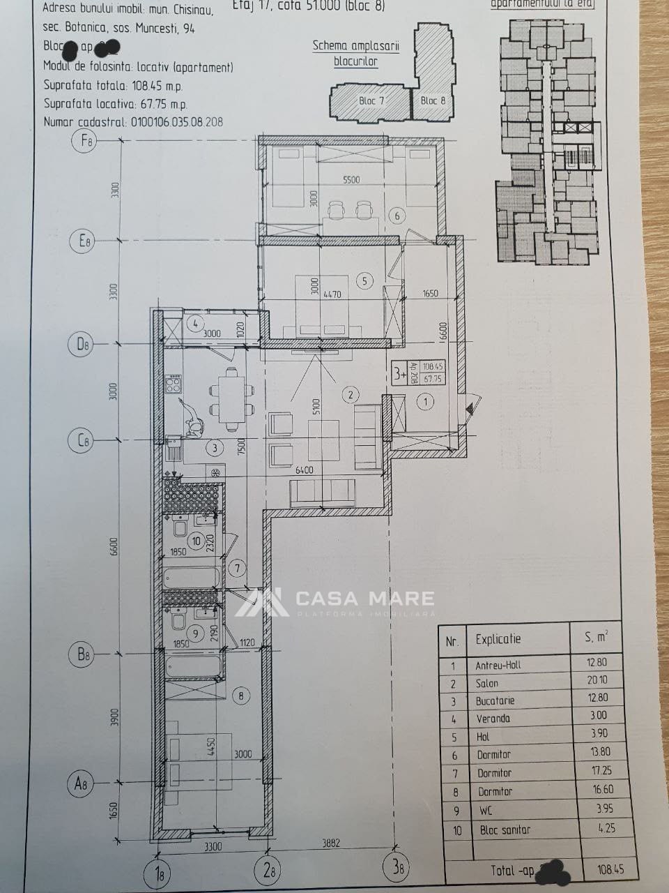 Apartament cu 3 camere, 110 m², Botanica, Chișinău 2