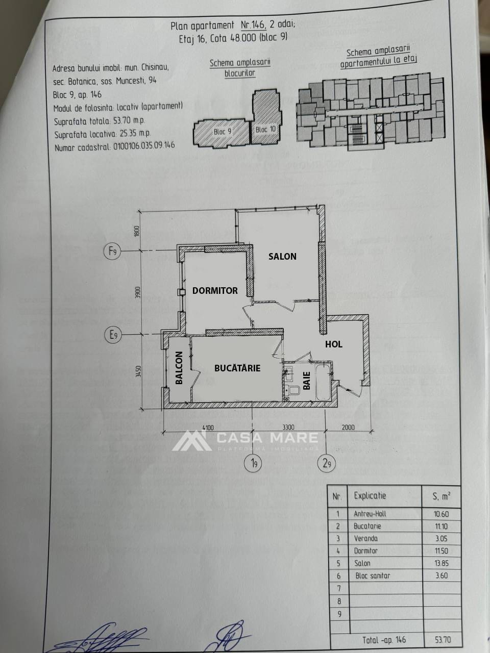 2-комнатная квартира, 54 м², Ботаника, Кишинёв 3