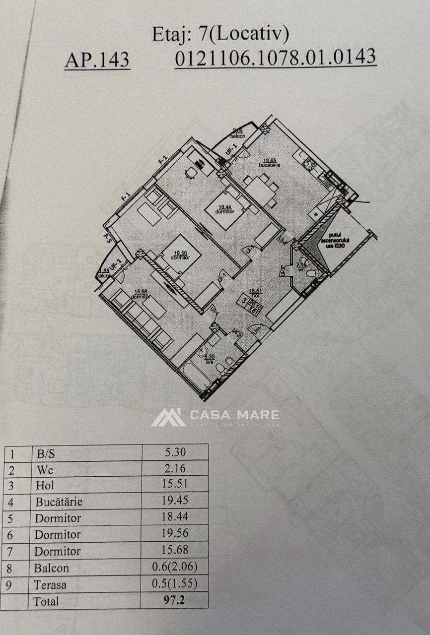 3-комнатная квартира, 97 м², Дурлешты 2