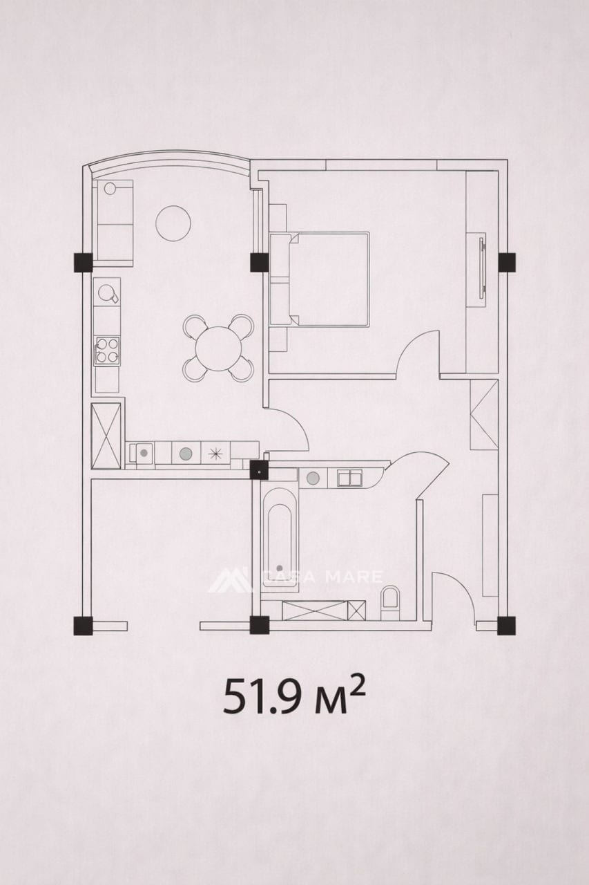 Apartament cu 1 cameră, 52 m², Ciocana, Chișinău 2
