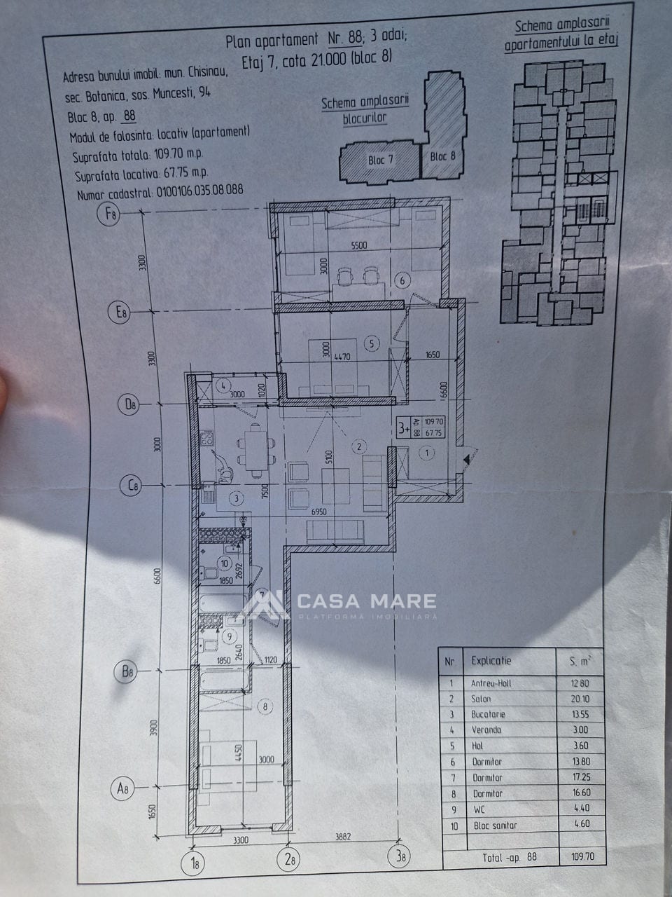 3-комнатная квартира, 110 м², Ботаника, Кишинёв 2
