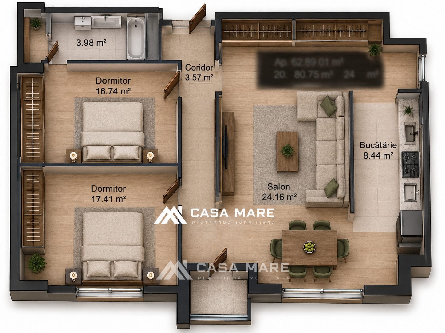 2-комнатная квартира, 83 м², Скулянка, Кишинёв 2