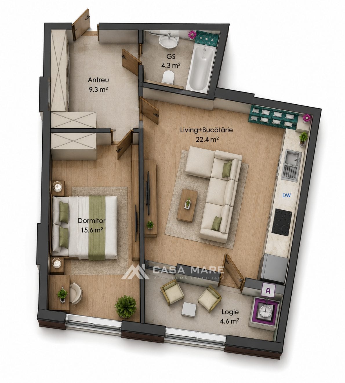 Apartament cu 1 cameră, 57 m², Ialoveni 2