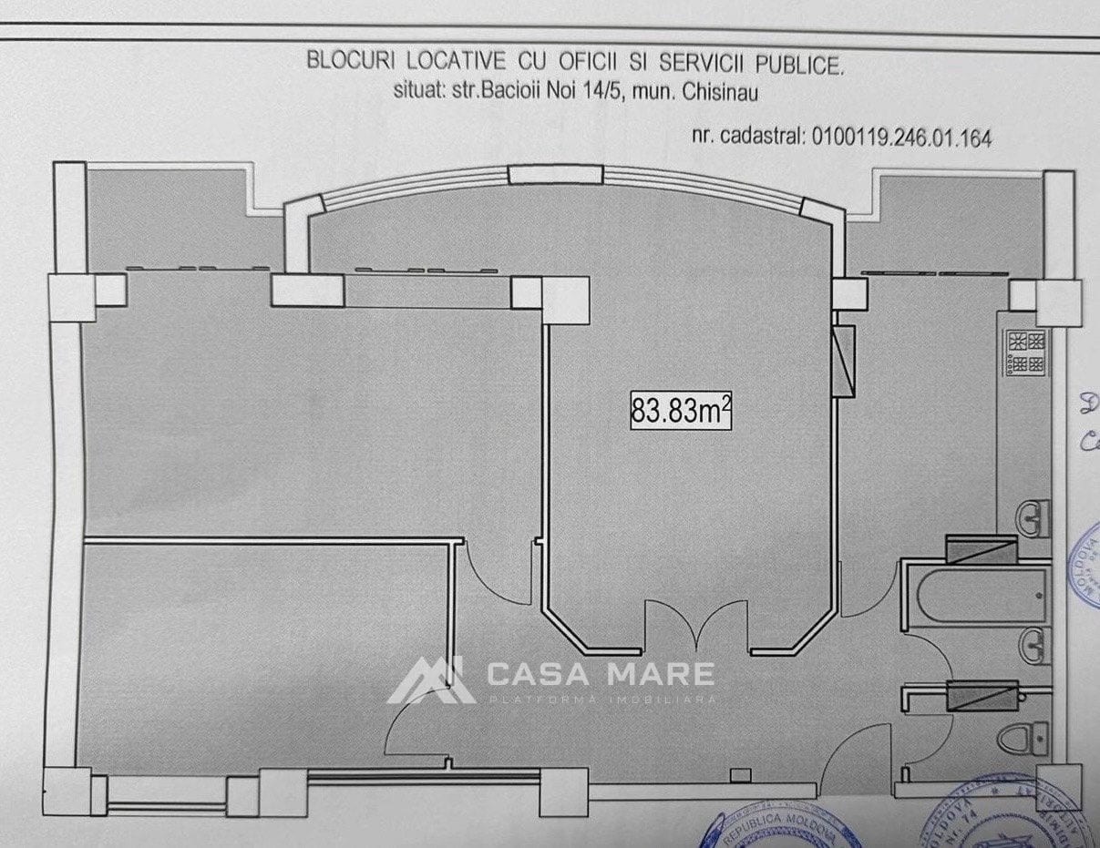 2-комнатная квартира, 84 м², Ботаника, Кишинёв 2