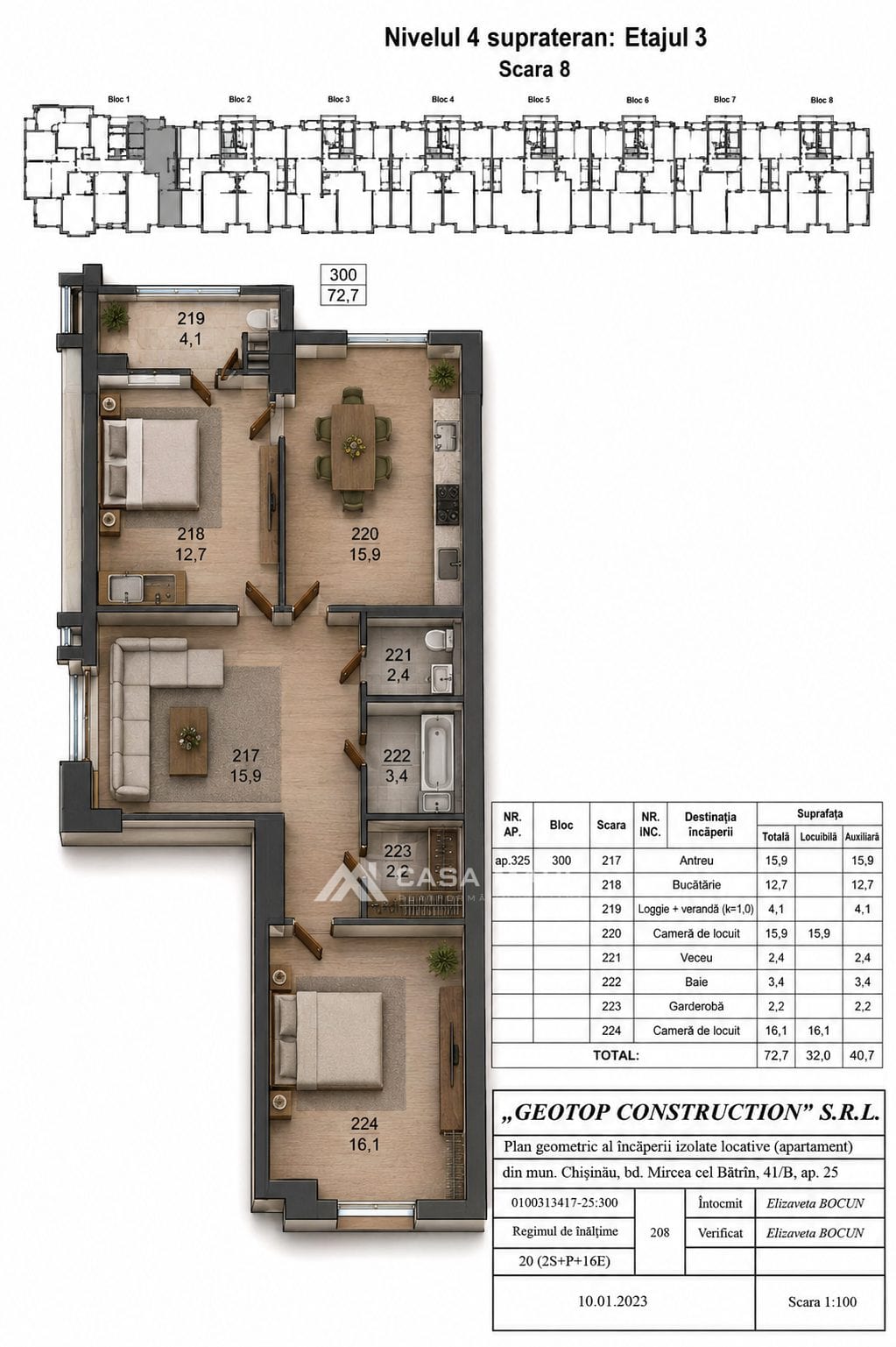 Apartament cu 2 camere, 73 m², Ciocana, Chișinău 2
