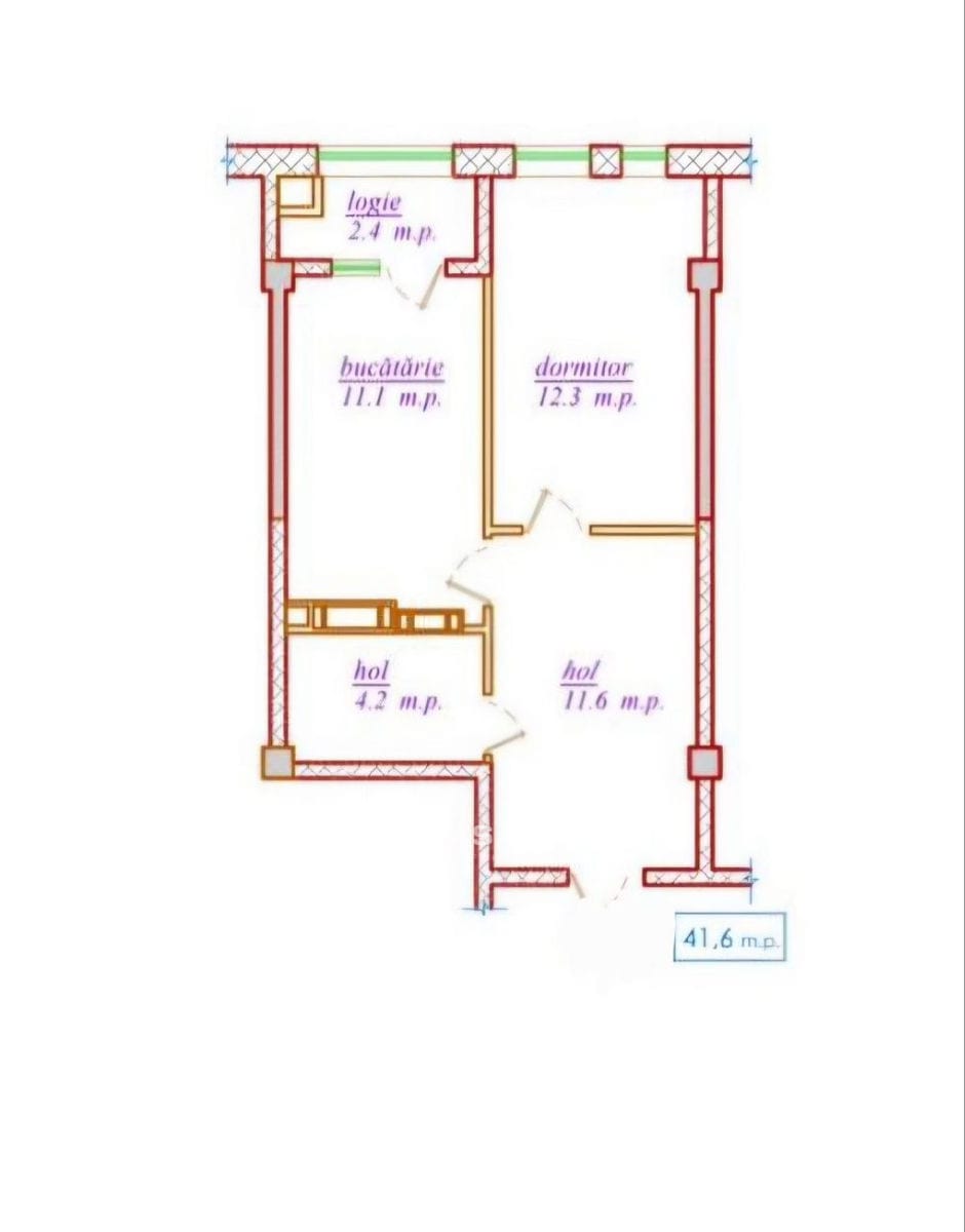 Apartament cu 1 cameră, 42 m², Durlești 2