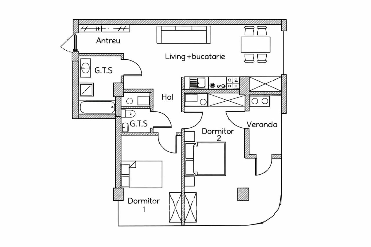 2-комнатная квартира, 81 м², Рышкановка, Кишинёв 2
