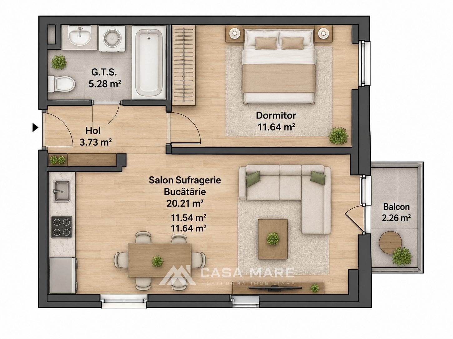 Apartament cu 1 cameră, 42 m², Râșcani, Chișinău 2
