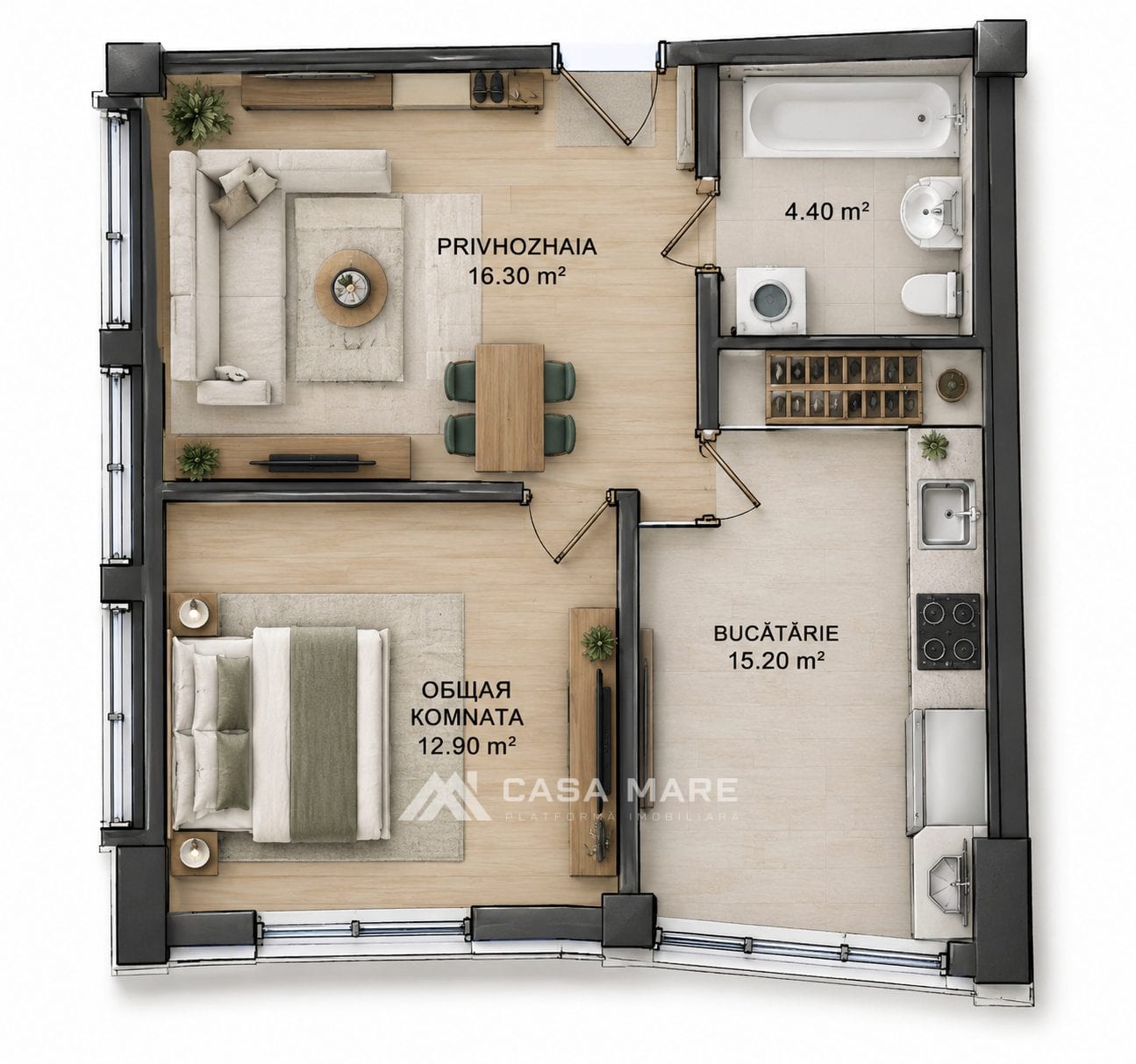 Apartament cu 1 cameră, 50 m², Ciocana, Chișinău 2