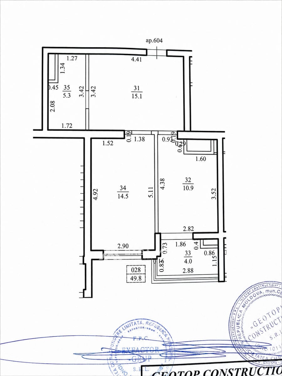 1-комнатная квартира, 50 м², Буюканы, Кишинёв 10