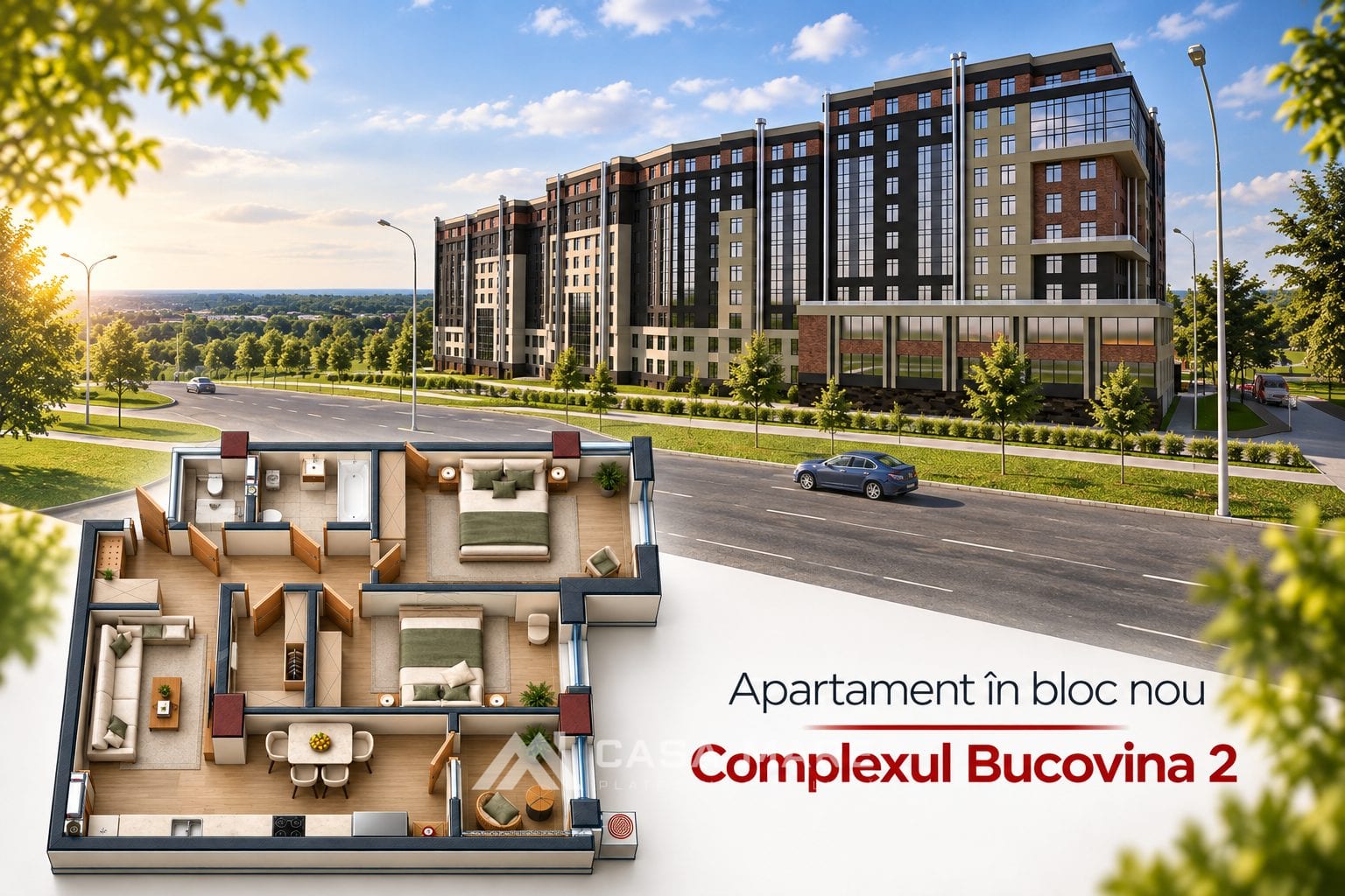 2-комнатная квартира, 77 м², Чеканы, Кишинёв 1