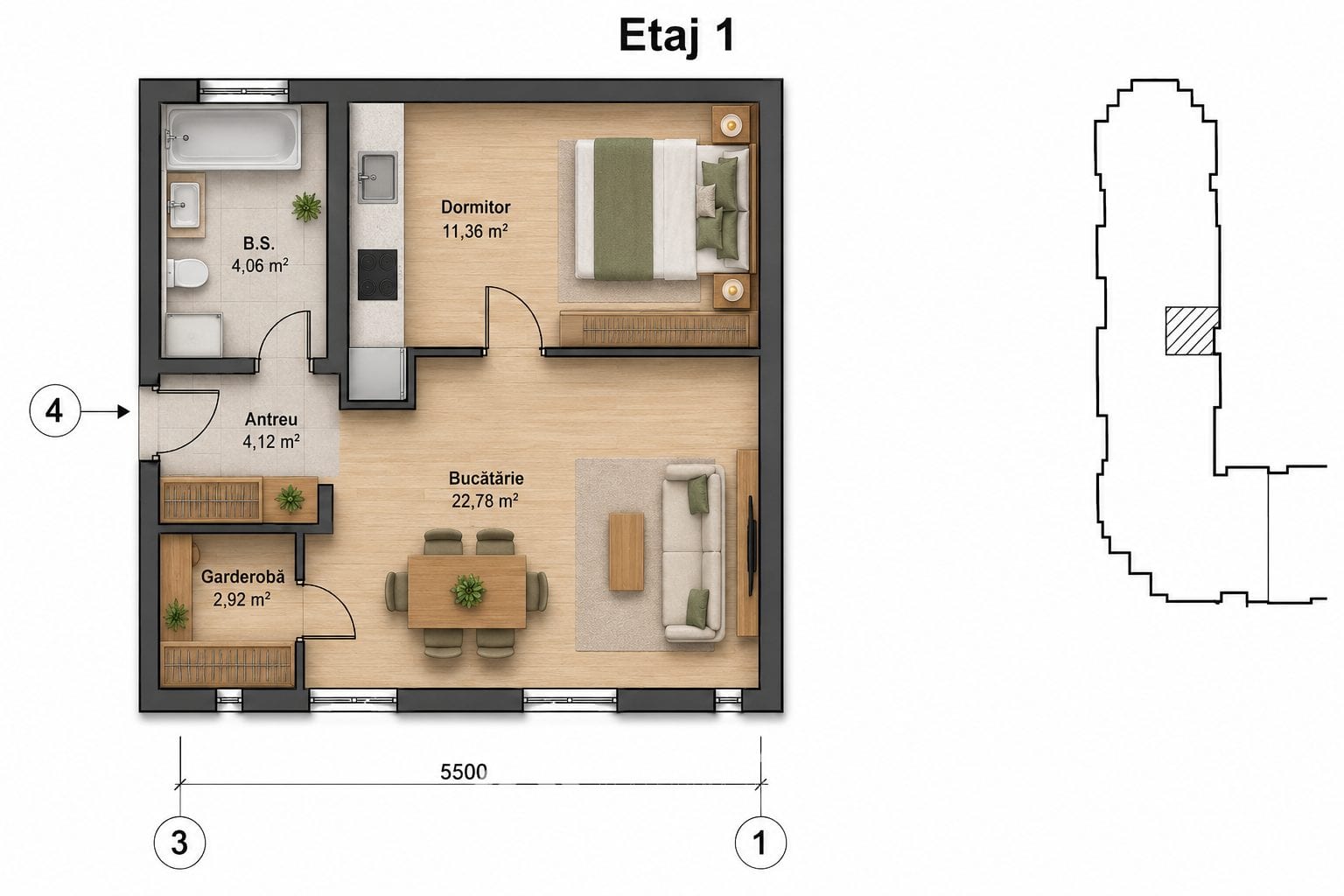 Apartament cu 1 cameră, 46 m², Botanica, Chișinău 2